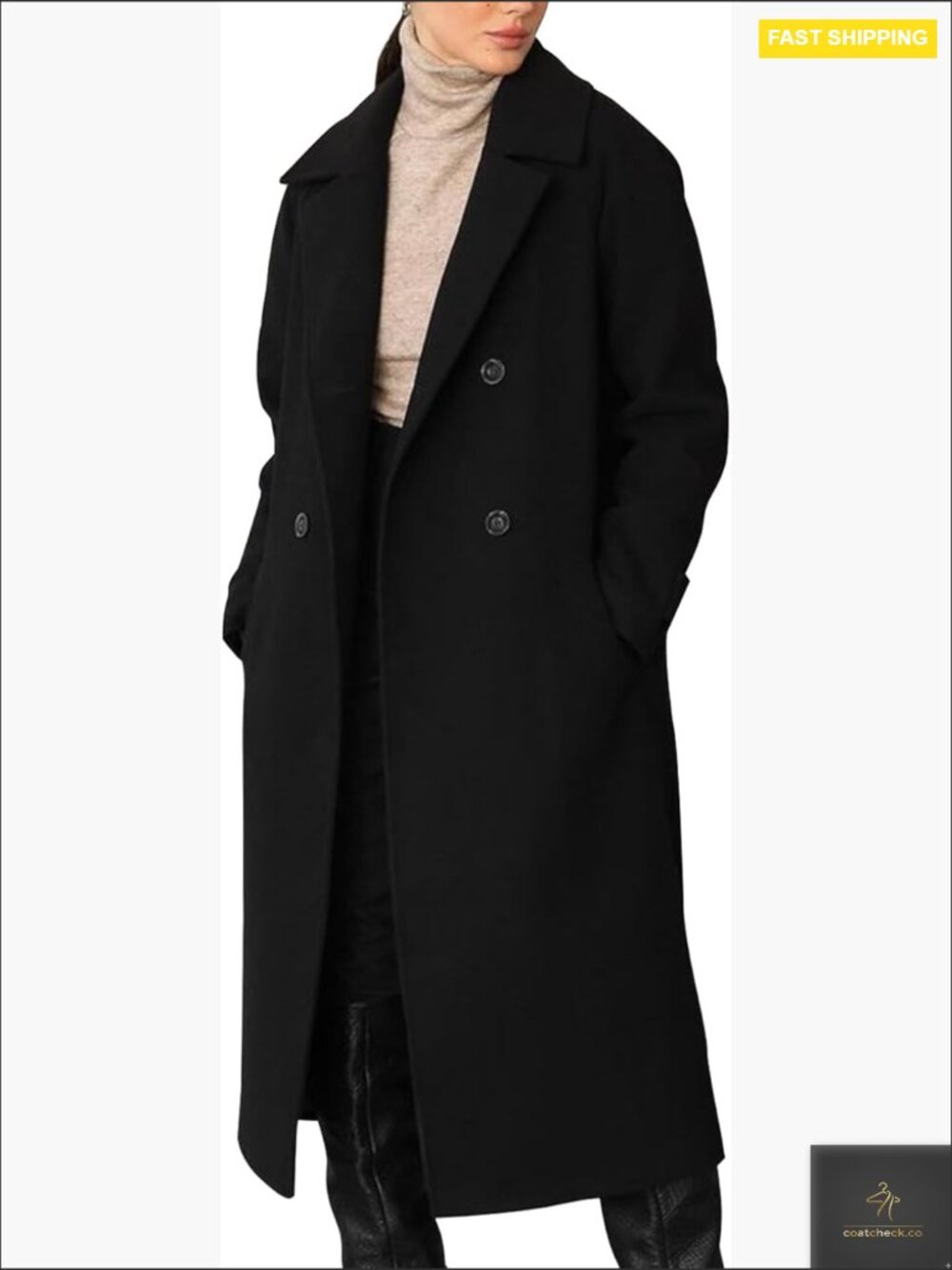 Long Pea Coat Double Breasted Trench Oversized Chic Fall Winter Overcoat